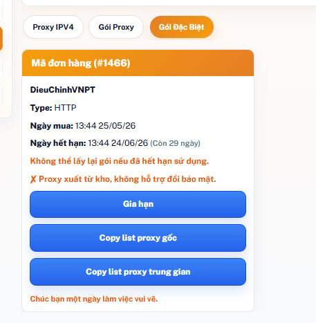 Cần PASS gói proxy